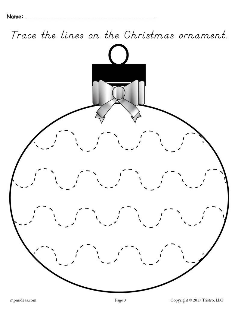 Free Printable Christmas Ornament Line Tracing Worksheets - Free Printable Christmas Ornaments