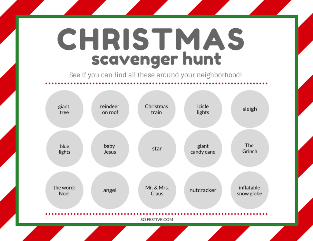 Free Printable Christmas Scavenger Hunt! - So Festive - Free Printable Christmas Treasure Hunt Clues