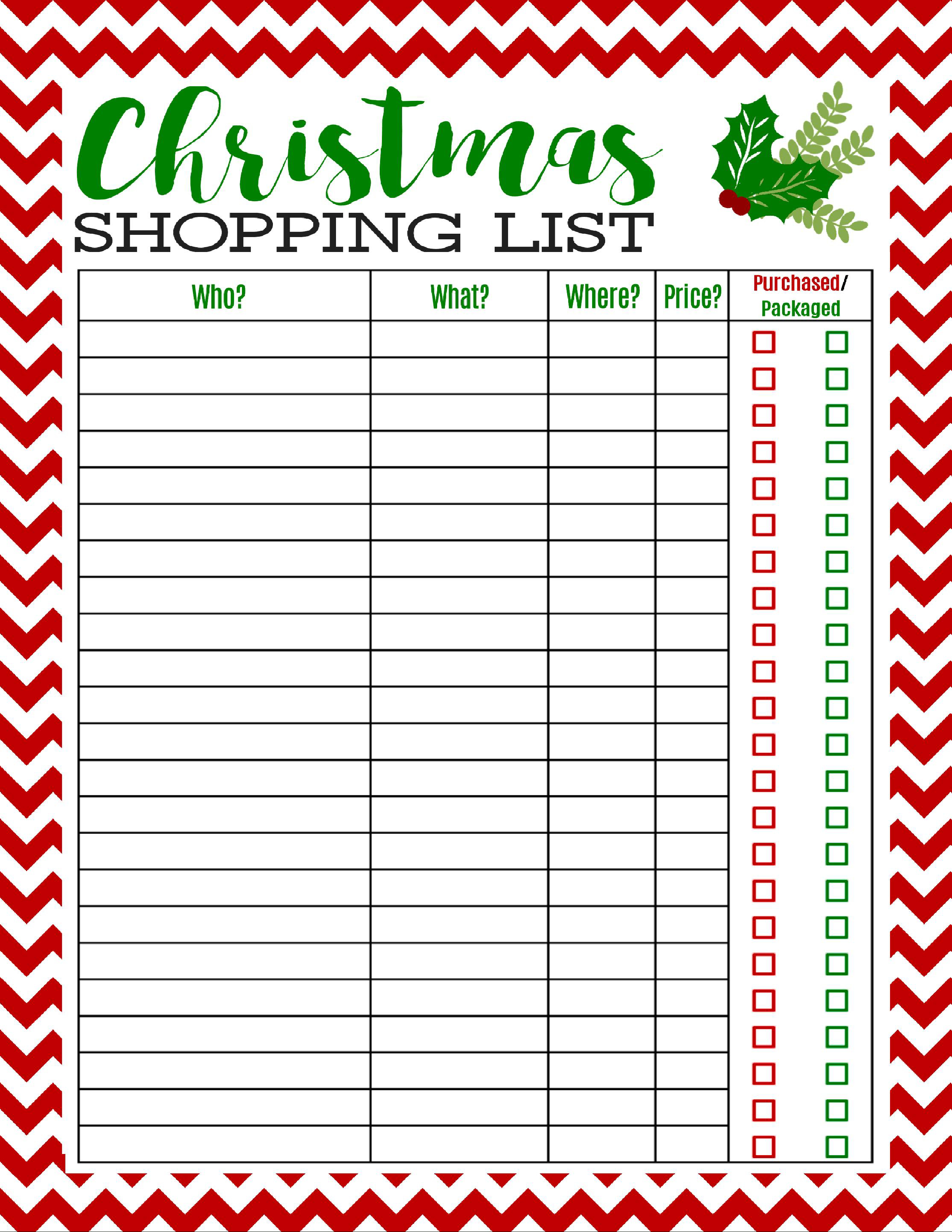 Free Printable Christmas Shopping List | Best Of Pinterest - Free Printable Christmas Wish List