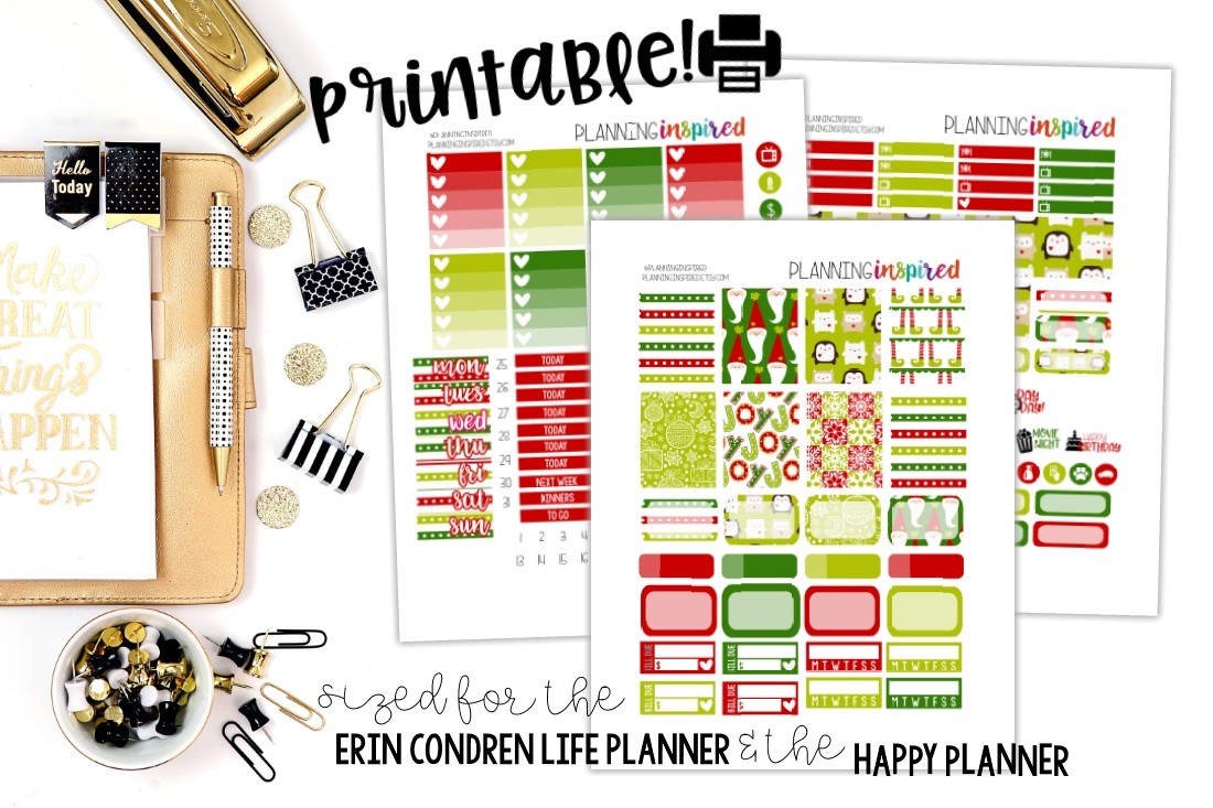 Free Printable Christmas Weekly Sticker Kit - Planning Inspired - Happy Planner Free Printable Stickers