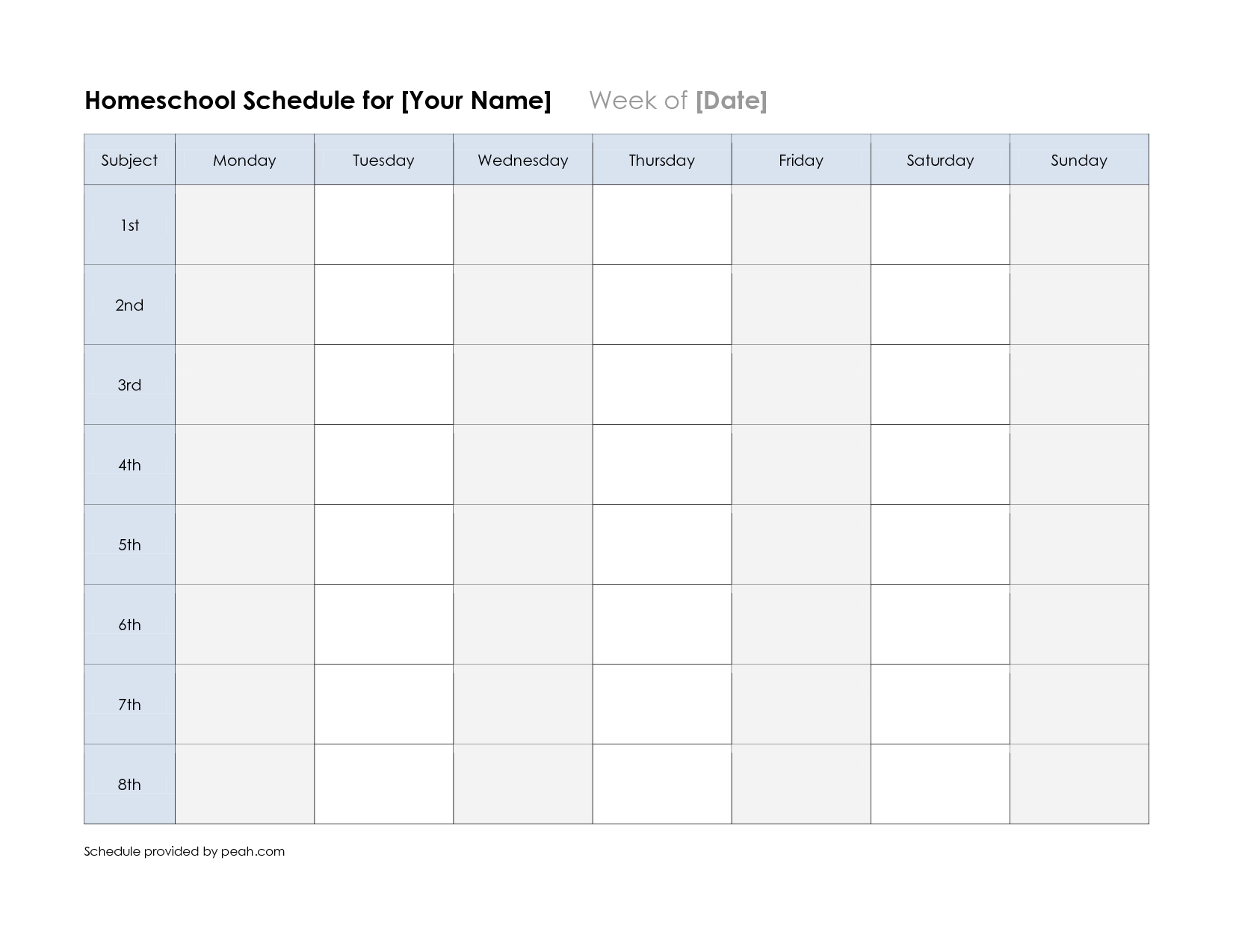 Free Printable Class Schedule Template | Printable Weekly Nfl - Free Printable School Agenda Templates