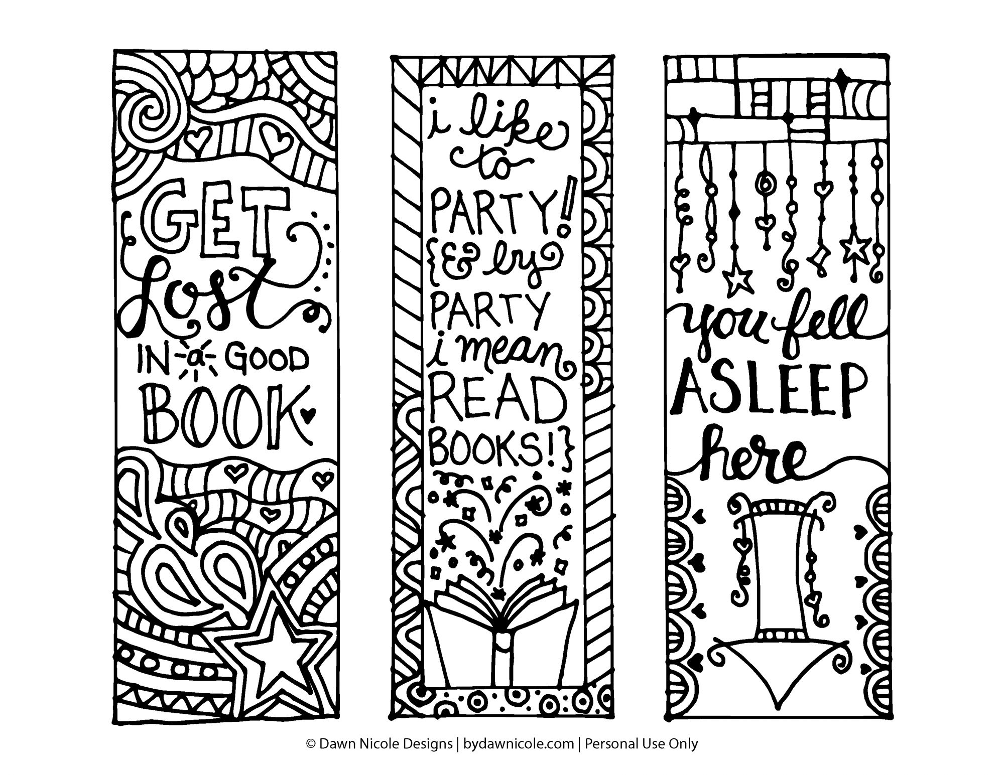 Free Printable Coloring Page Bookmarks | Dawn Nicole Designs® - Free Printable Bookmarks