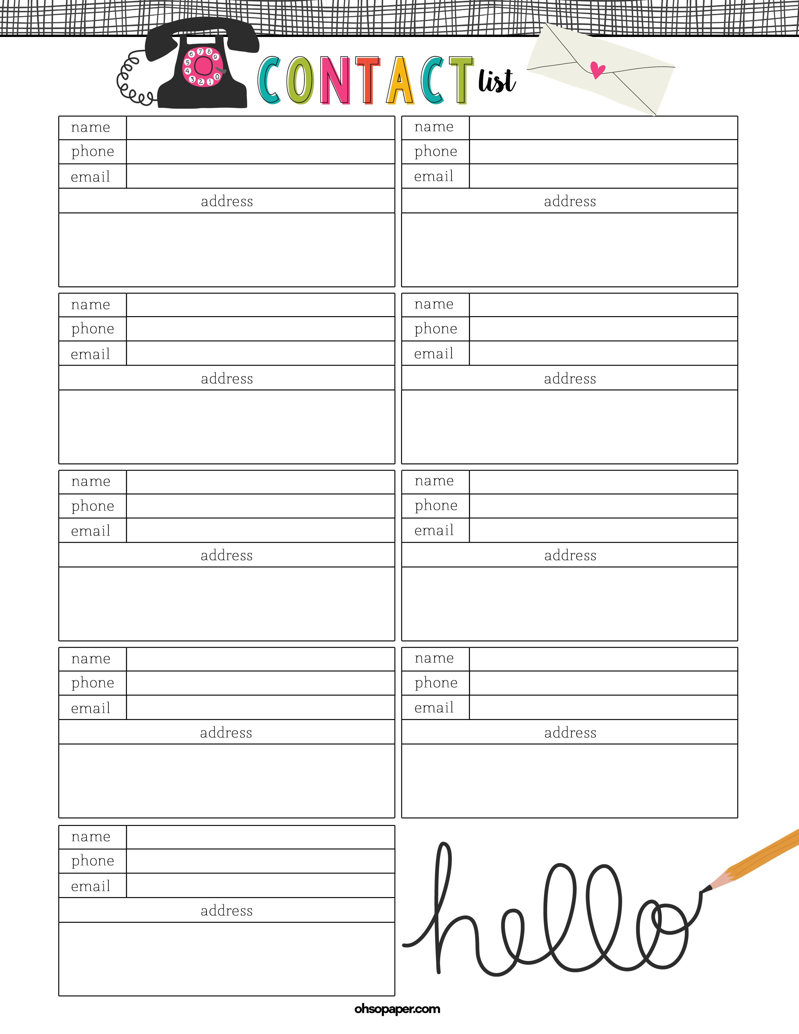 Free Printable Contact List Never Lose Contact Info Again With This - Free Printable Contact List
