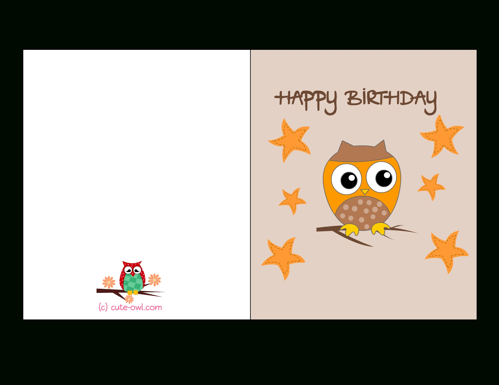 Free Printable Cute Owl Birthday Cards Within Free Printable - Free Printable Birthday Cards For Adults