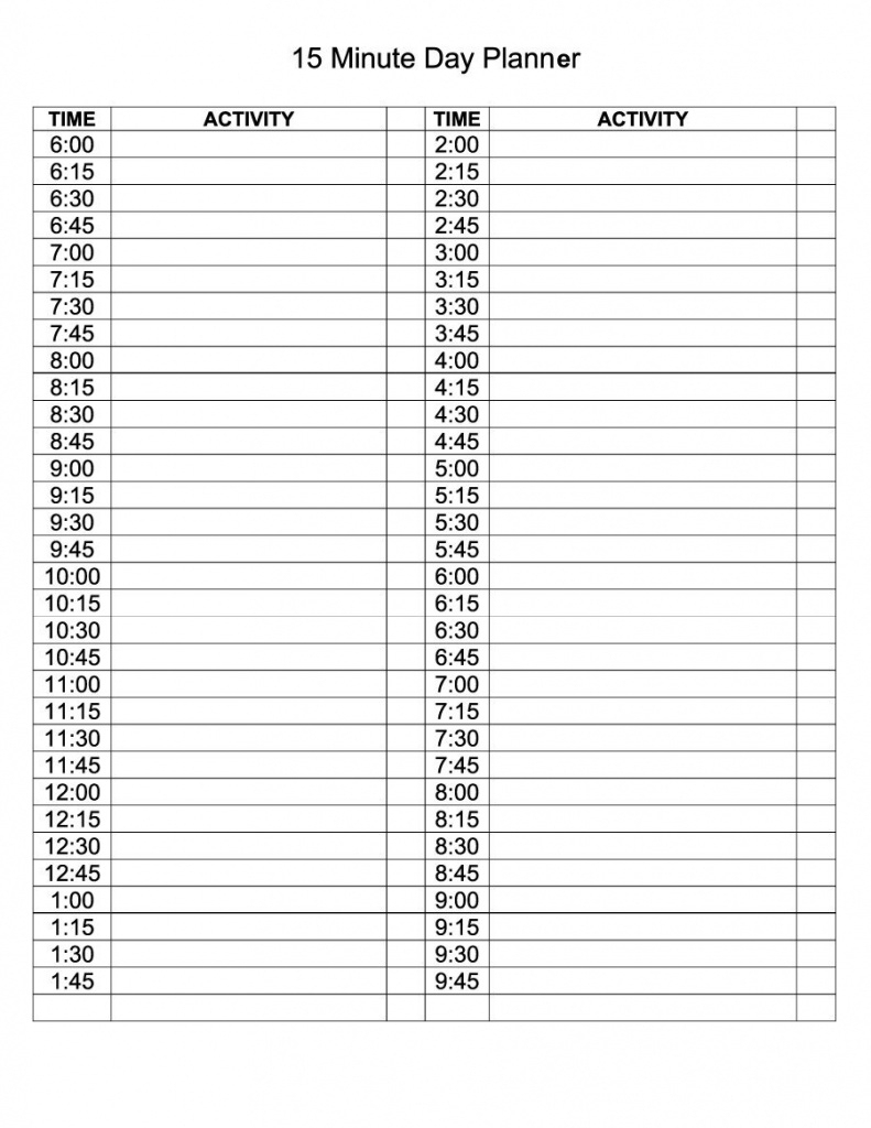 Free Printable Daily Planner 15 Minute Intervals | Printable Daily - Free Printable Daily Planner 15 Minute Intervals