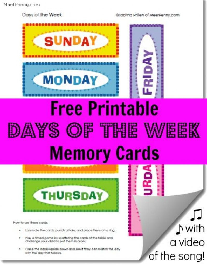 Free Printable Days Of The Week Cards | Free Printable - Free Printable Days Of The Week Cards