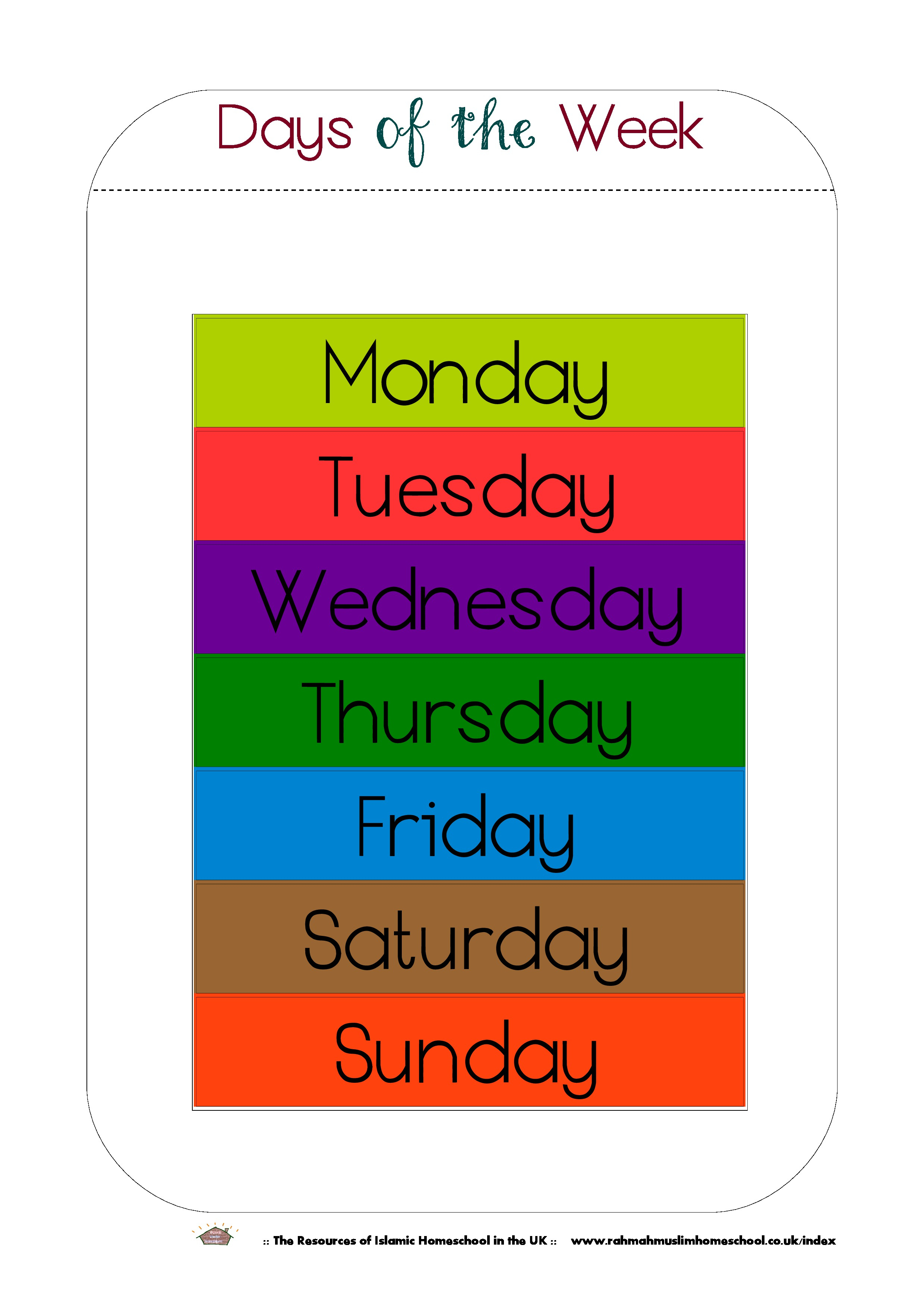 Free Printable Days Of The Week Workbook And Poster | The Resources - Free Printable Days Of The Week
