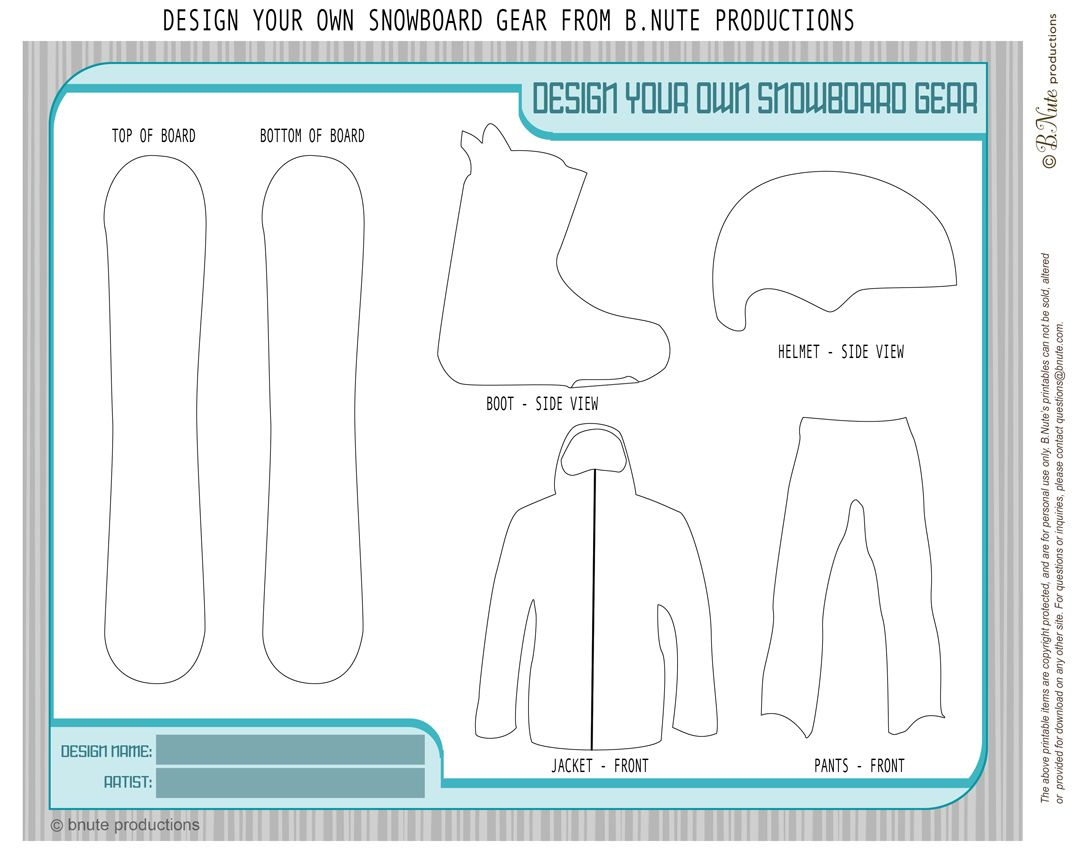 Free Printable Design Your Own Snowboard Gear | Snowboarding | Free - Free Printable Gears