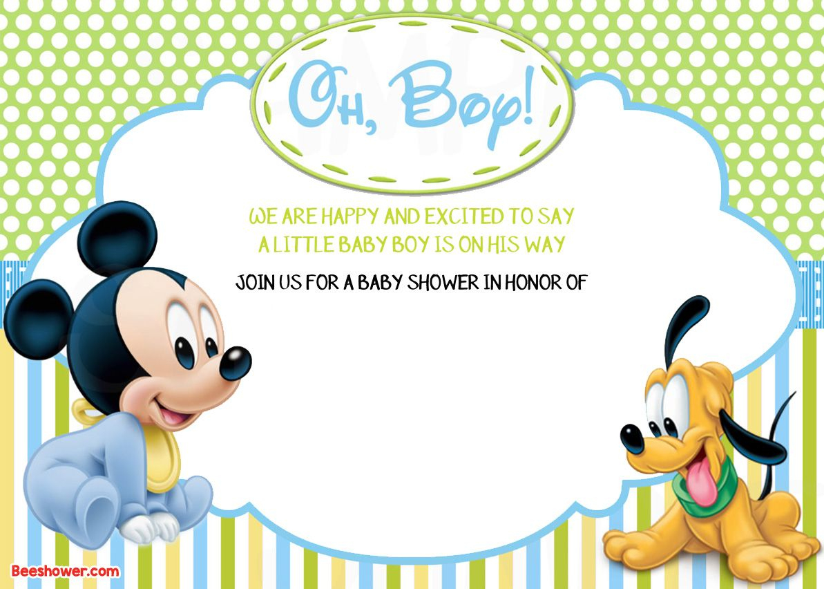 Free Printable Disney Baby Shower Invitations | Free Printable - Free Printable Baby Mickey Mouse Birthday Invitations