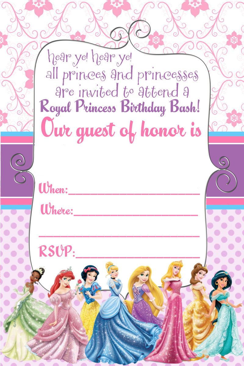 Free Printable Disney Princess Ticket Invitation | Printable - Disney Princess Birthday Invitations Free Printable