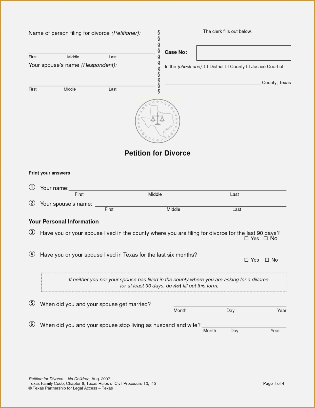 Free Printable Divorce Forms Texas | Bestprintable231118 - Free Printable Divorce Forms Texas