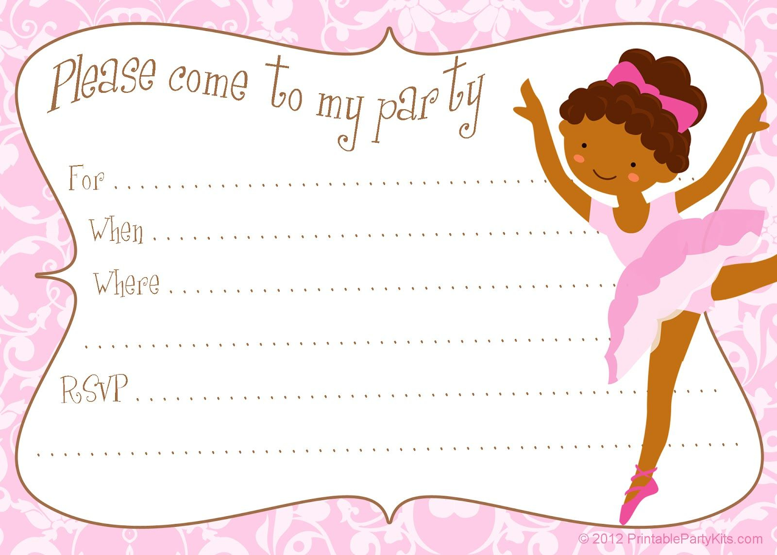 Free Printable Diy Ballerina Invitation Template | Party Printables - Free Printable Ballerina Birthday Invitations