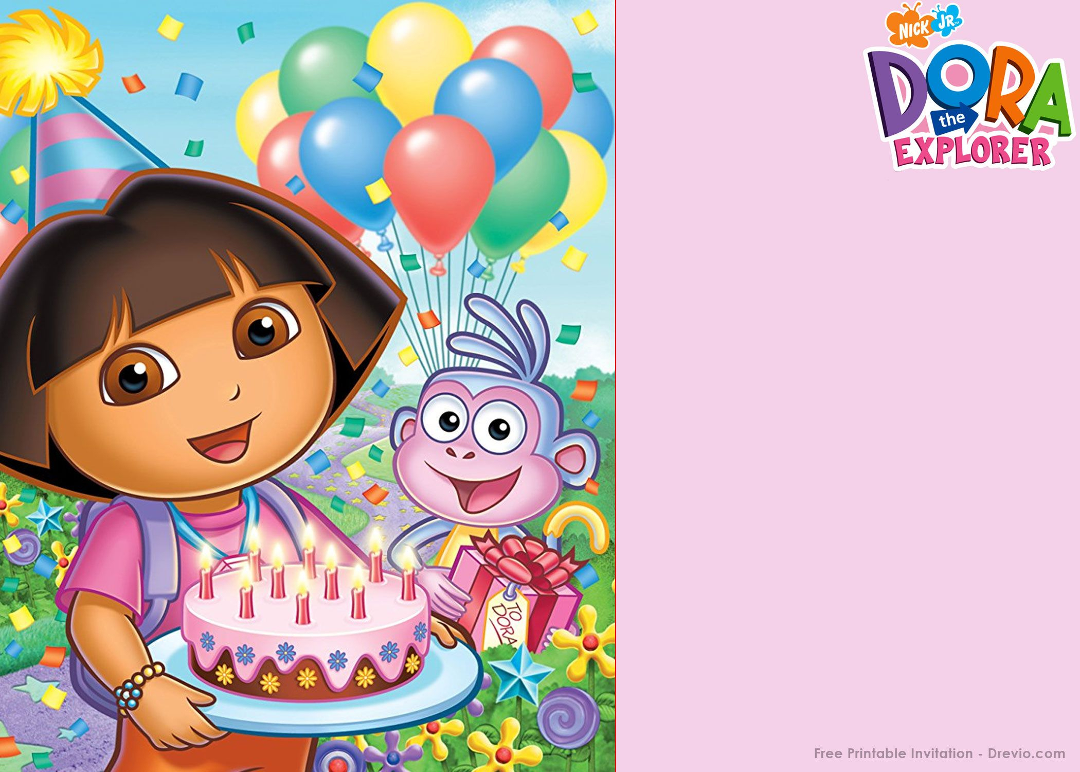 Free Printable Dora The Explorer Party Invitation Template - Dora Birthday Cards Free Printable