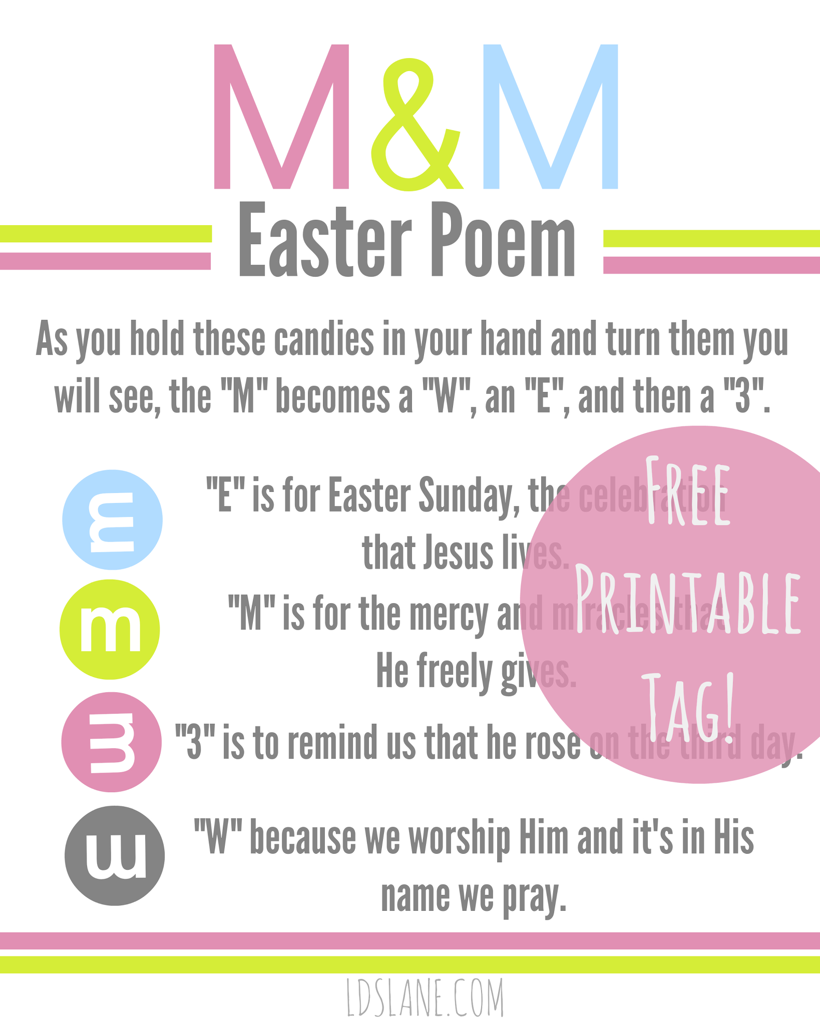 Free Printable: Easter M &amp;amp; M Poem Tags | Diy Easter | Easter Poems - Free Printable Easter Stuff