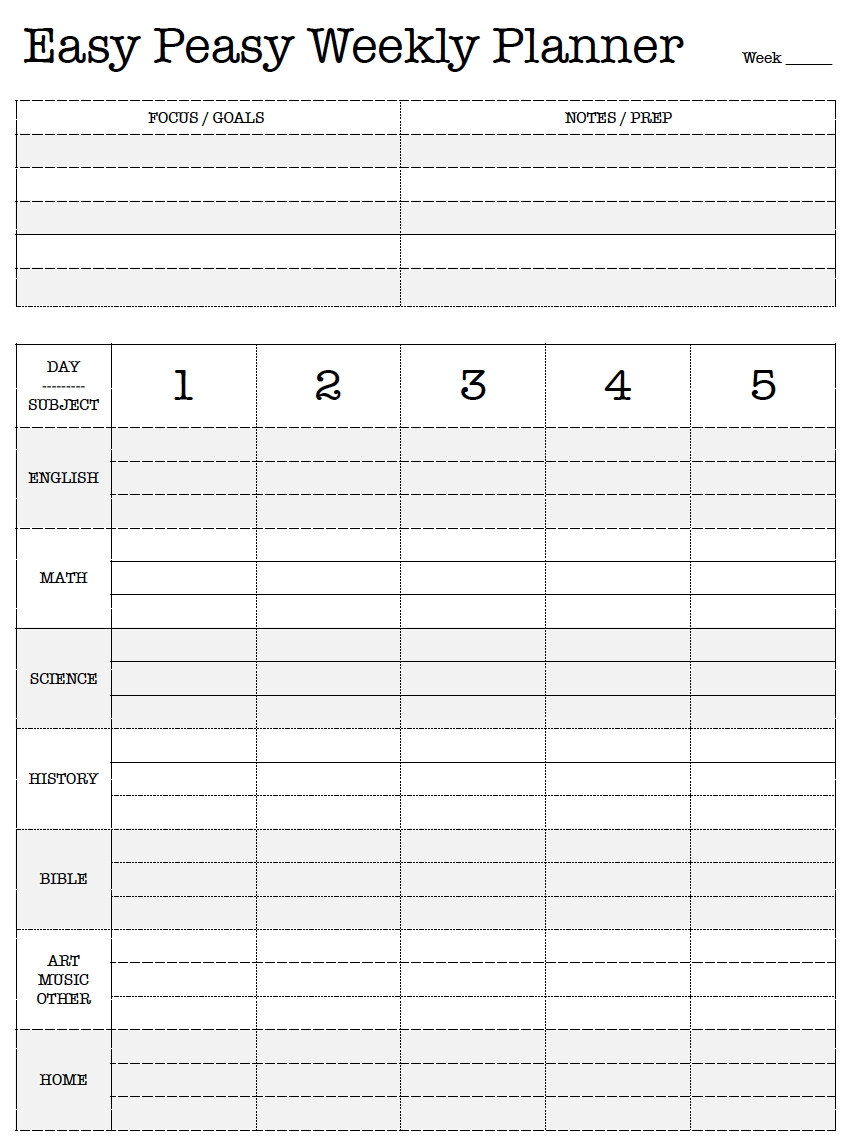 Free Printable. Easy Peasy Weekly Planner. Lesson Plan. Work Plan - Free Printable Homeschool Curriculum