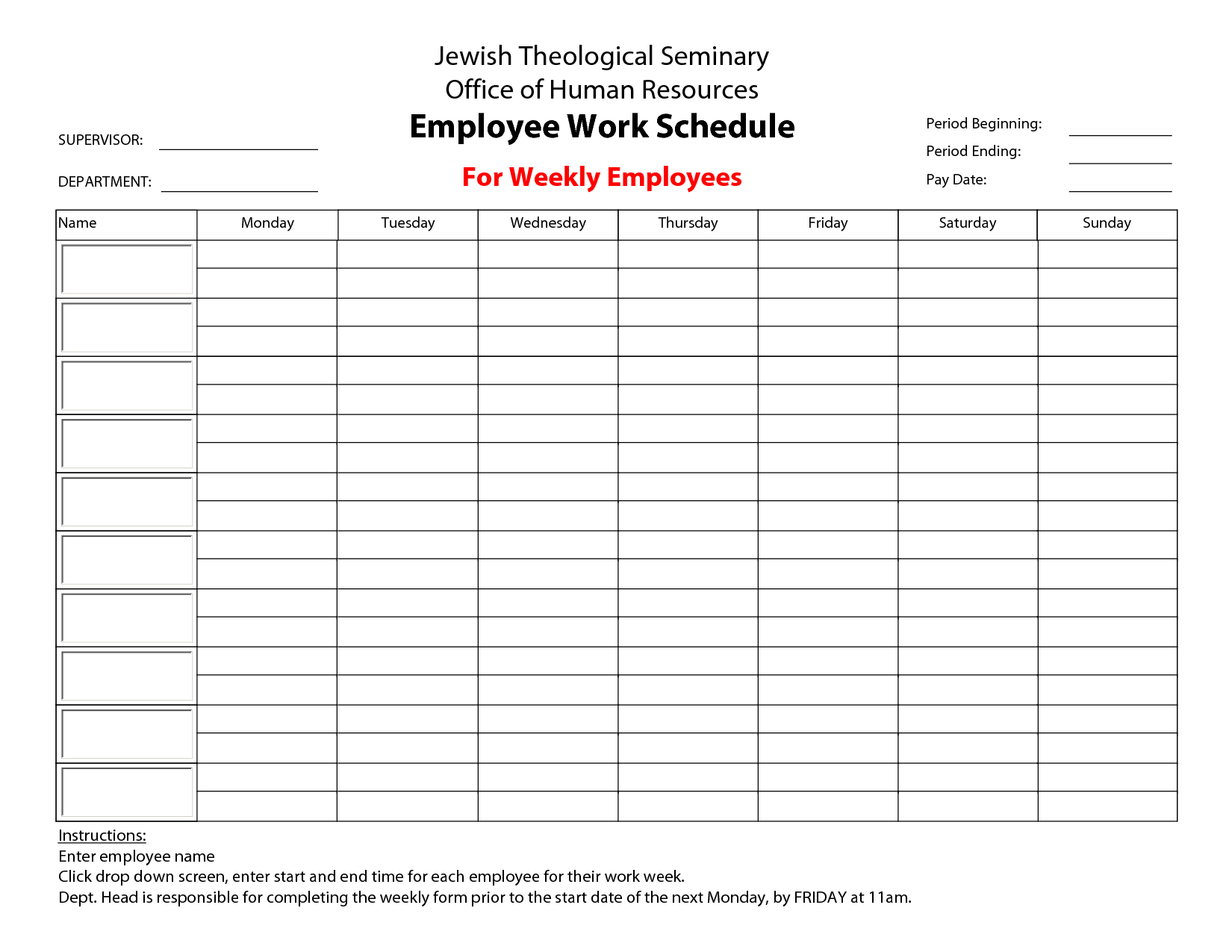 Free Printable Employee Schedule Maker Papers And Forms Template - Free Printable Hr Forms