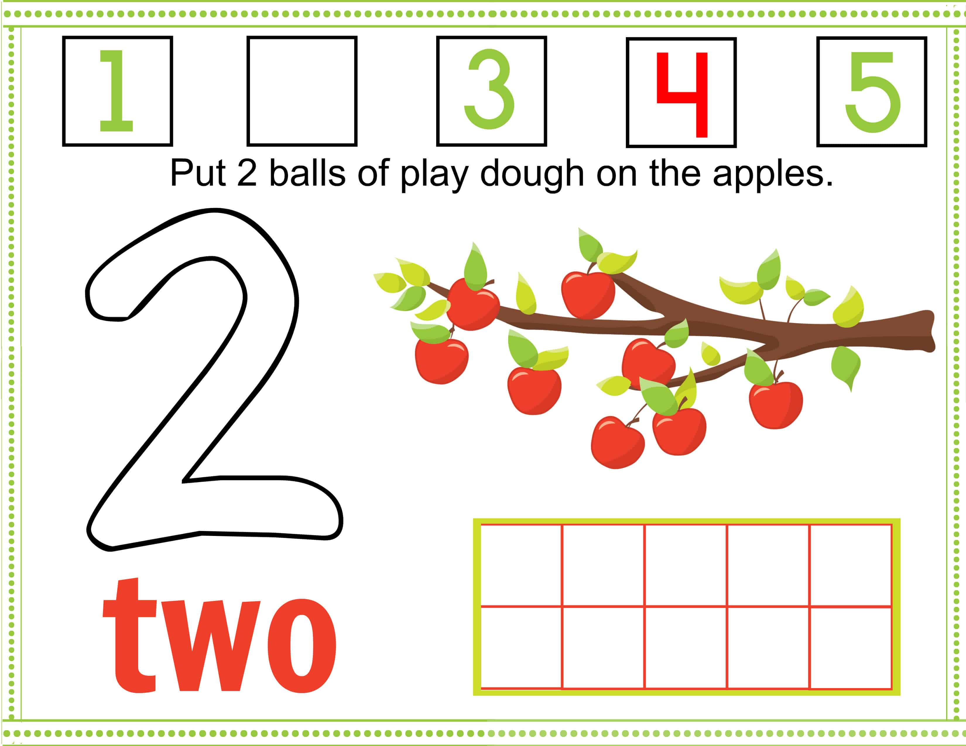 Free Printable Fall Apple Tree Numbers Play Dough Mats - Free Printable Playdough Mats