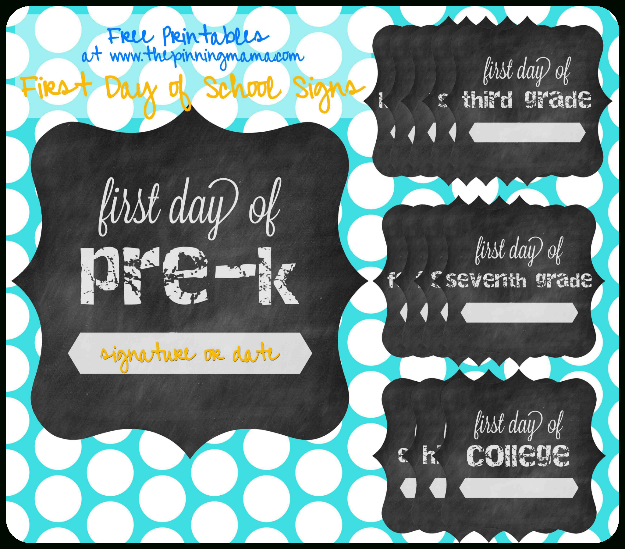 Free Printable} First Day Of School Chalkboard Sign • The Pinning Mama - Free Printable First Day Of School Chalkboard Signs