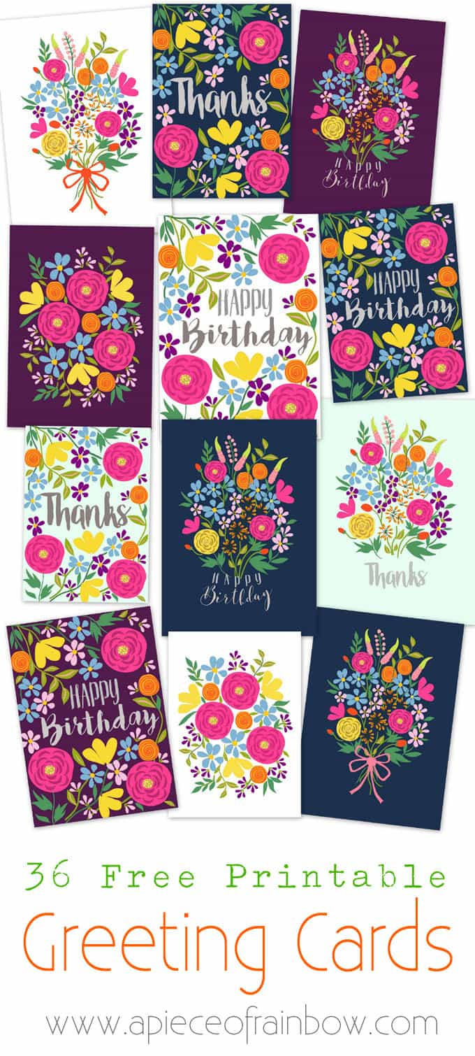 Free Printable Flower Greeting Cards - A Piece Of Rainbow - Free Printable Bday Cards