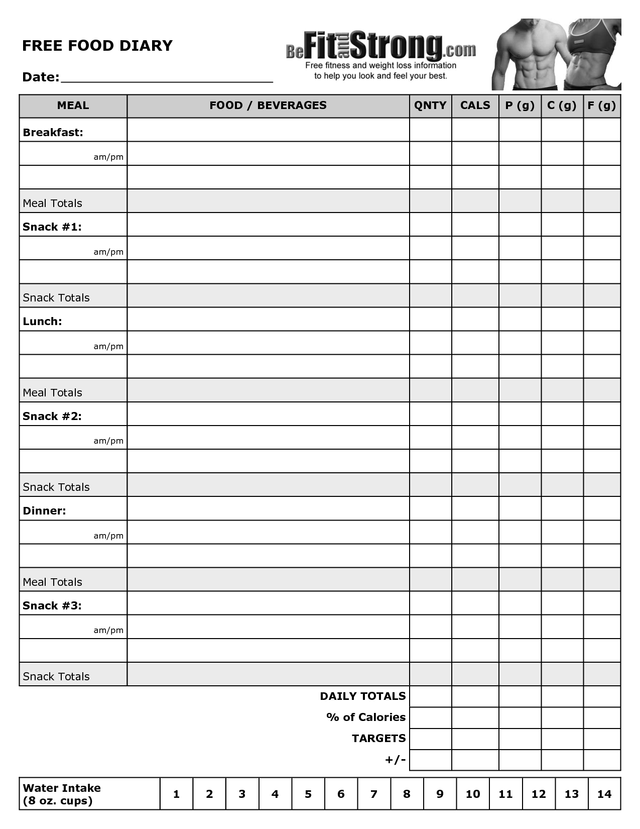 Free Printable Food Diary Template | Health, Fitness &amp;amp; Weight Loss - Diet Logs Printable Free