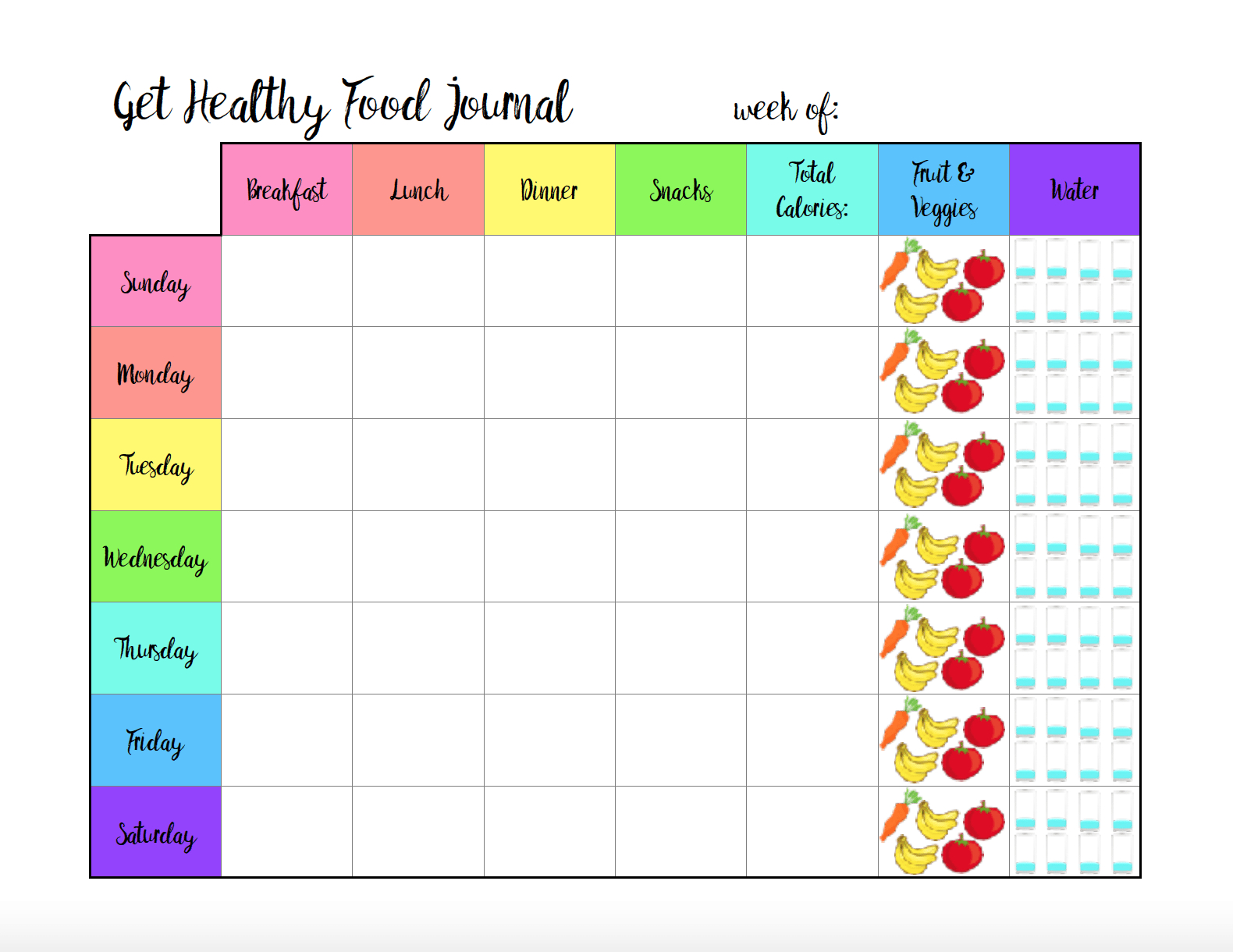 Free Printable Food Journal: 6 Different Designs - Diet Logs Printable Free