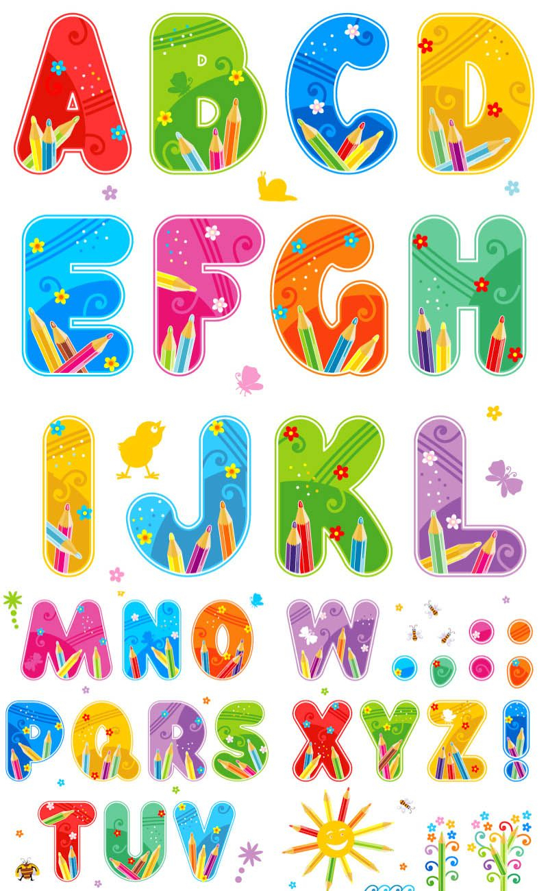 Free Printable Funny Alphabet Letters | Summer Alphabet Vector Set - Free Printable Clip Art Letters