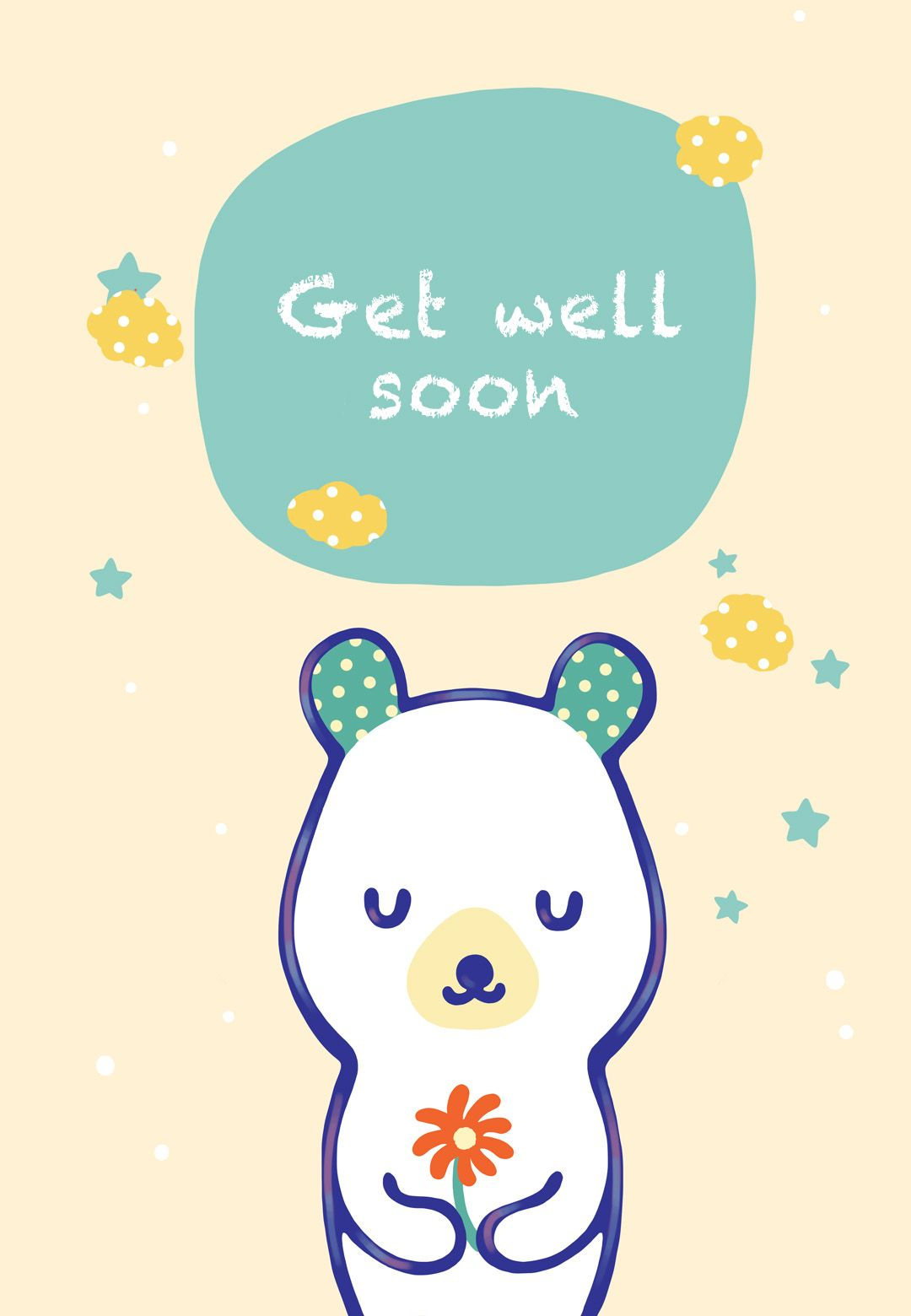 Free Printable Get Well Teddy Bear Greeting Card | Littlestar Cindy - Free Printable Get Well Soon Cards