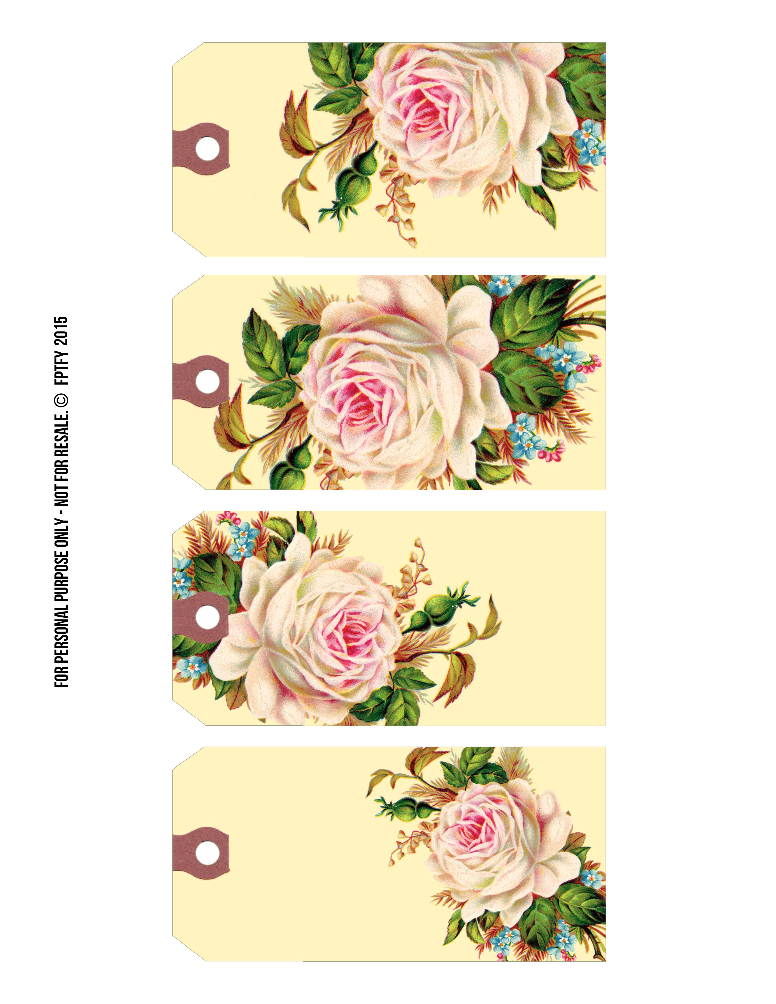 Free Printable Gift Tags: Vintage Rose Manila Tags - Free Pretty - Free Printable Roses