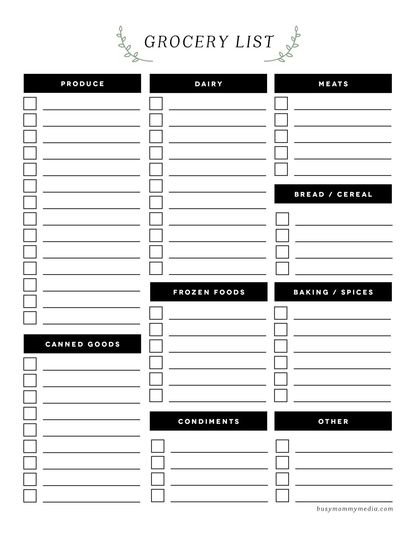 Free Printable Grocery List | Ogt Blogger Friends | Pinterest - Free Printable Grocery List