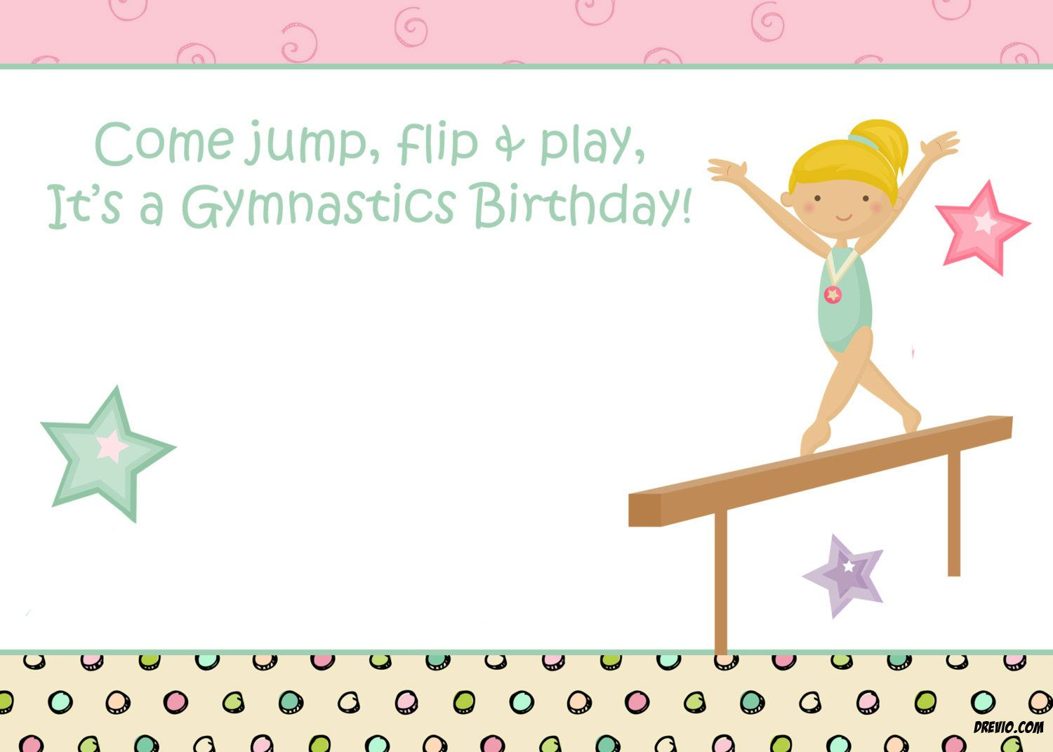 Free Printable Gymnastic Birthday Invitations - | Free Printable - Free Printable Birthday Invitations For Kids