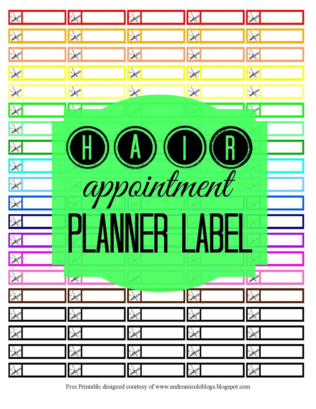 Free Printable Hair Appointment Reminder Planner Stickers Andrea - Free Printable Appointment Planner