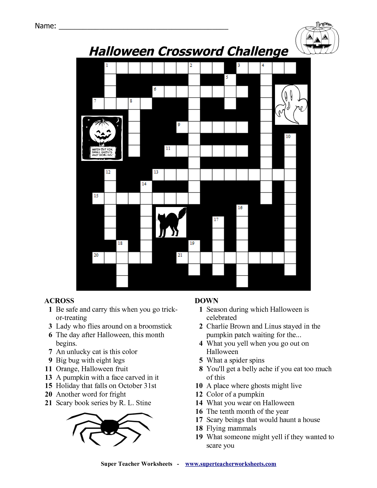 Free Printable Halloween Crosswords | Halloween | Pinterest - Free Printable Halloween Puzzles