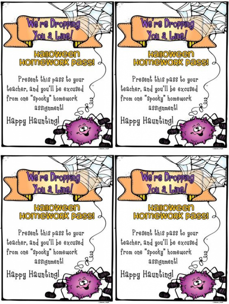 Free Printable Halloween Homework Pass | Hallowen With Free - Free Printable Halloween Homework Pass