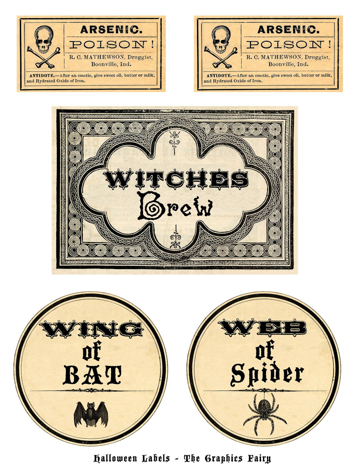 Free Printable Halloween Labels - Potions - The Graphics Fairy - Free Printable Halloween Bottle Labels