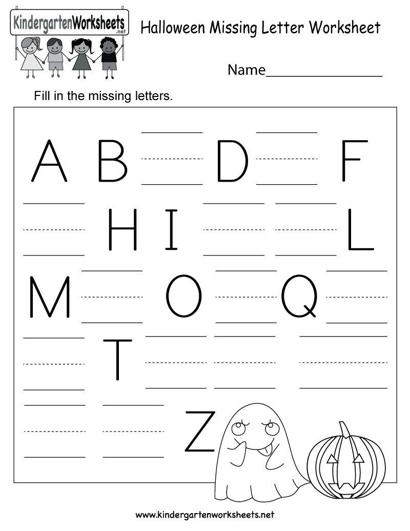 Free Printable Halloween Missing Letter Worksheet For Kindergarten - Free Printable Letter Worksheets