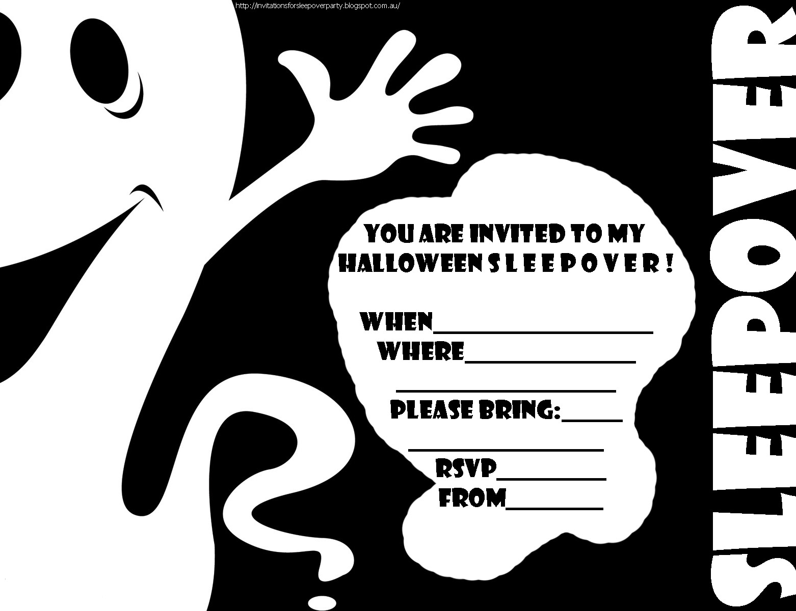 Free Printable Halloween Sleepover Invitations | Halloween Arts - Halloween Invitations Free Printable Black And White