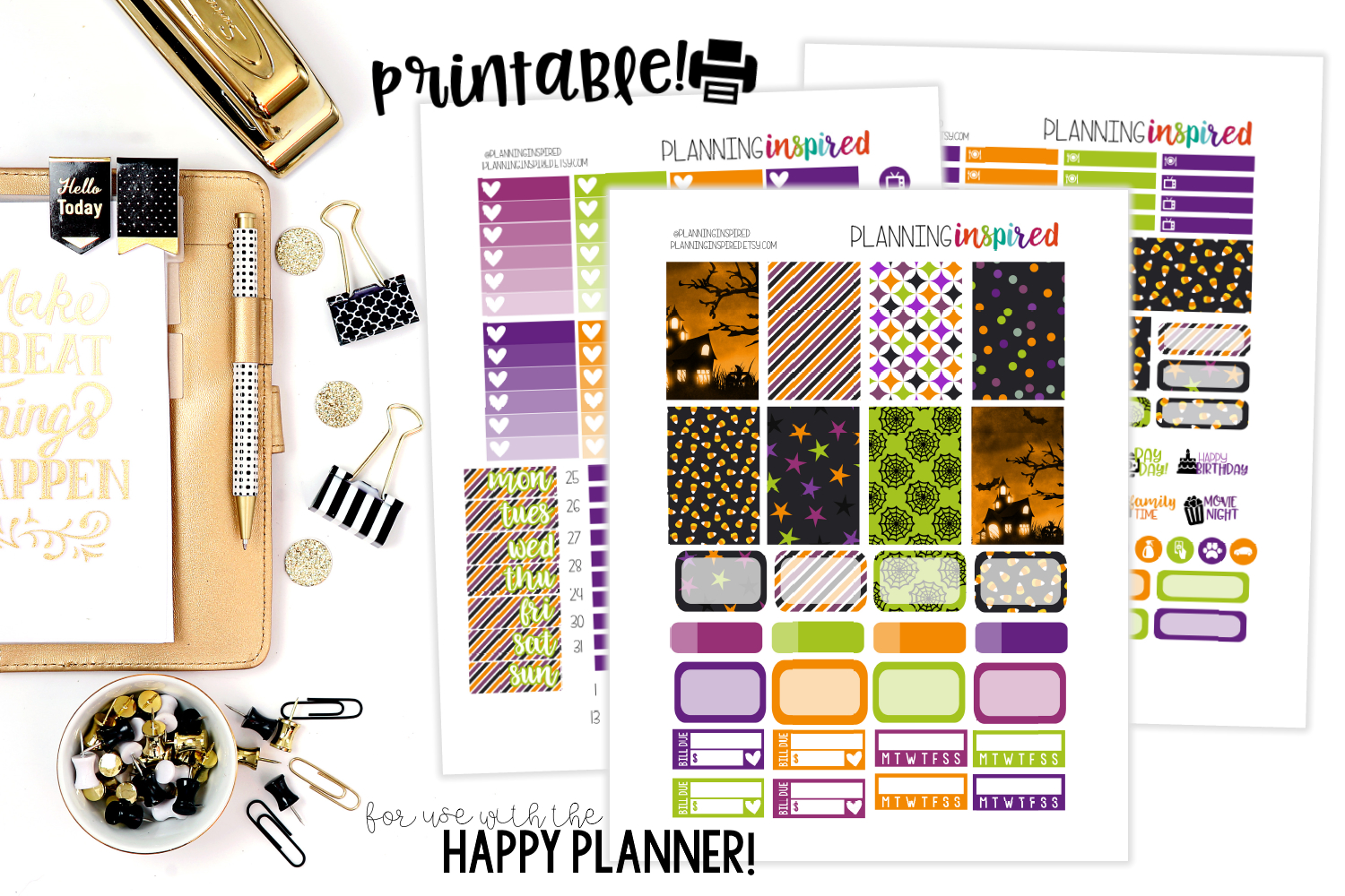 Free Printable Halloween Weekly Sticker Kit - Planning Inspired - Free Printable Happy Planner Stickers
