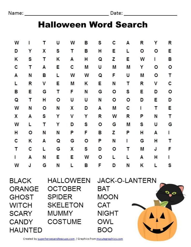 Free Printable Halloween Word Search Sheets - 2.5.hus-Noorderpad.de • - Free Printable Halloween Puzzles