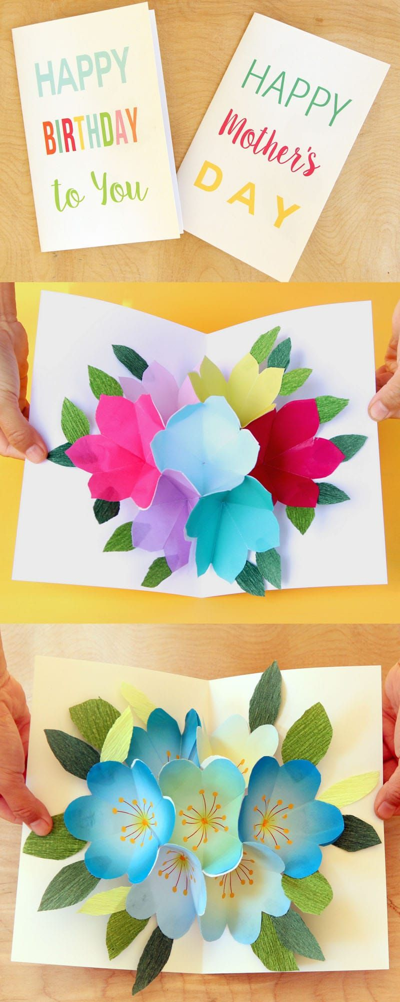 Free Printable Happy Birthday Card With Pop Up Bouquet | Printables - Free Printable Pop Up Birthday Card Templates