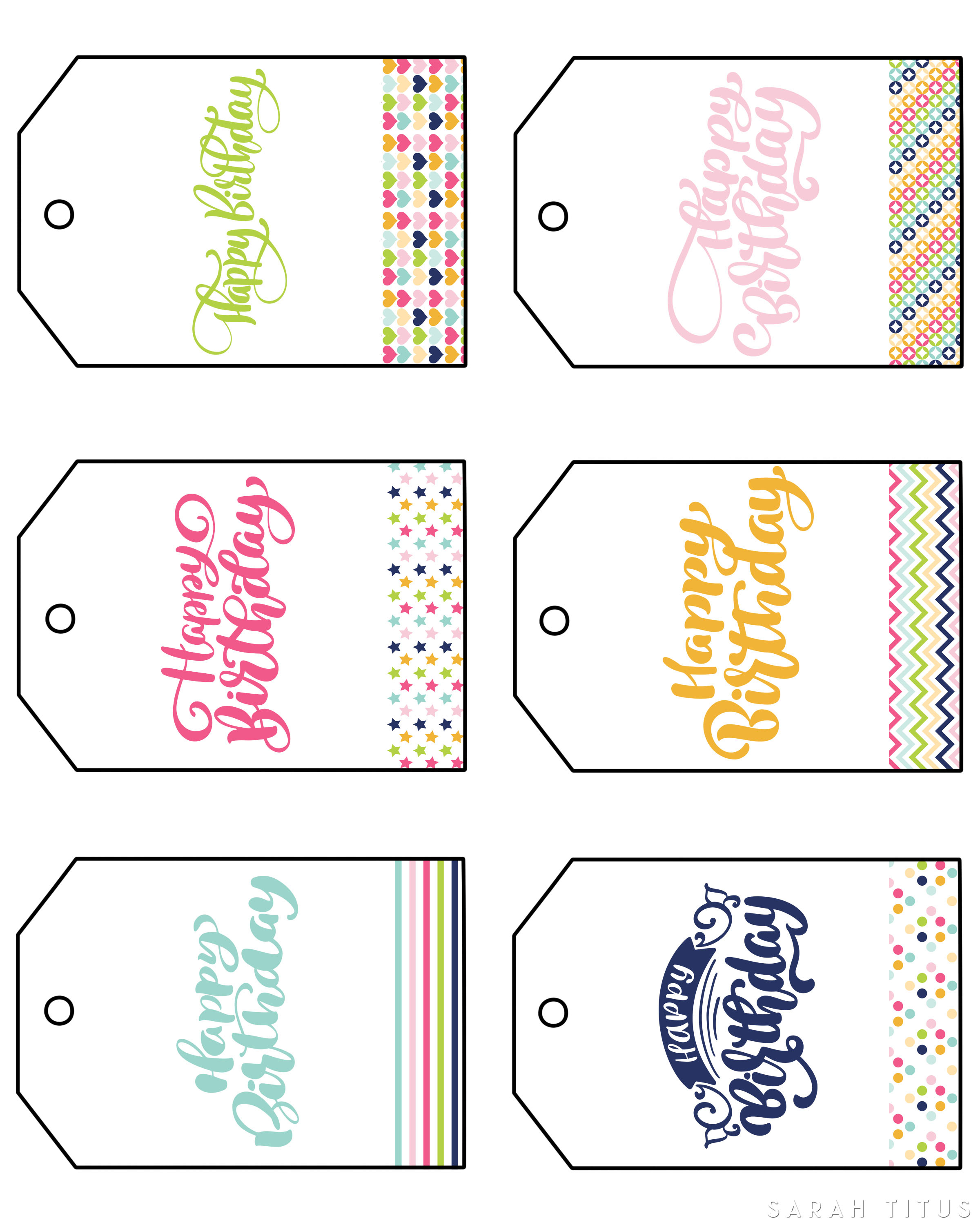 Free Printable Happy Birthday Gift Tags - Sarah Titus - Happy Birthday Free Printable