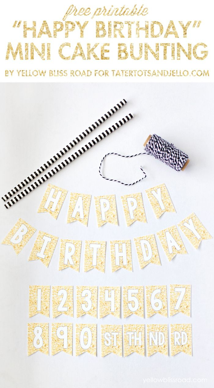 Free Printable Happy Birthday Mini Cake Bunting | Wantneedlove - Free Printable Happy Birthday Cake Topper