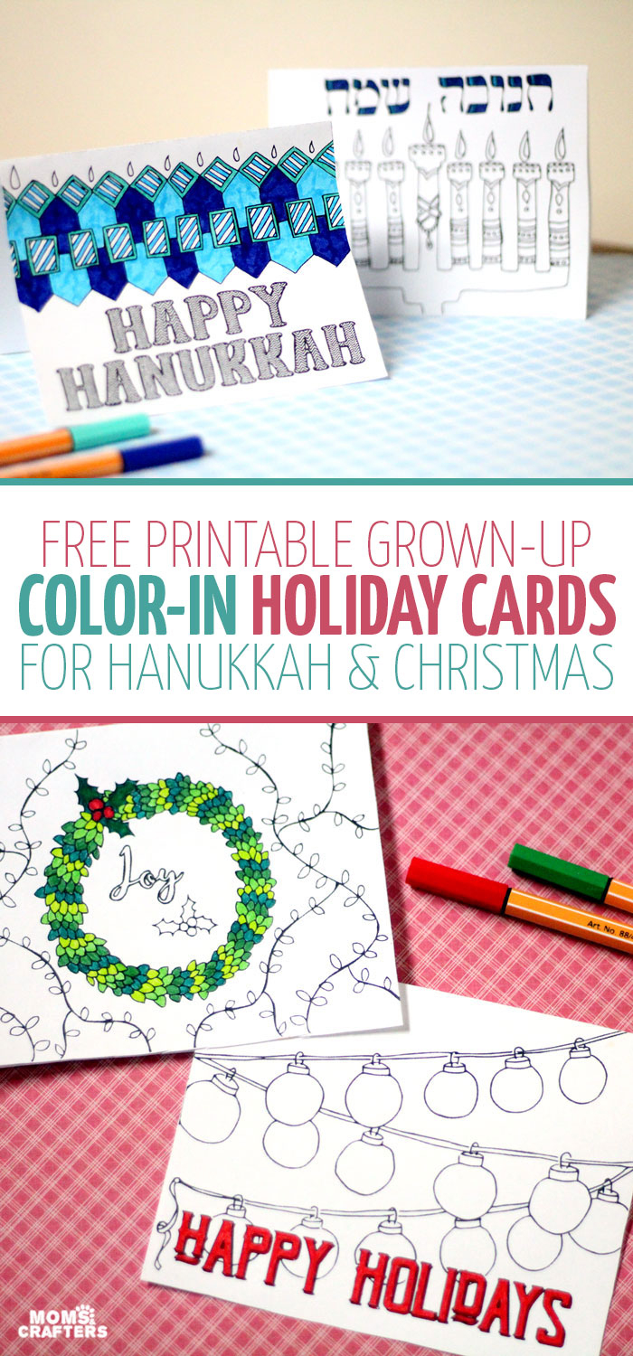 Free Printable Holiday Cards Adult Coloring Pages – Moms And Crafters - Free Printable Happy Holidays Greeting Cards