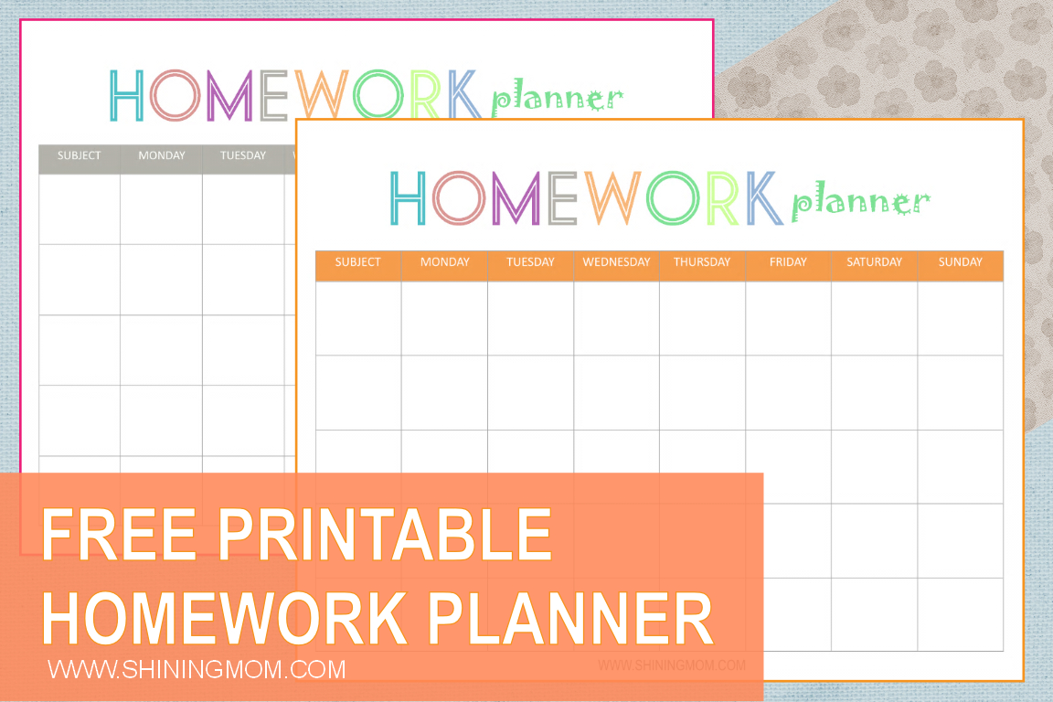 Free Printable: Homework Planner - Free Printable Homework Templates