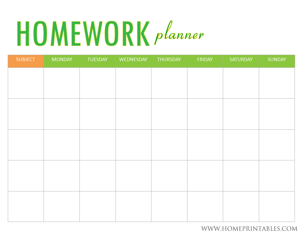 Free Printable Homework Planner - Home Printables - Free Printable Homework