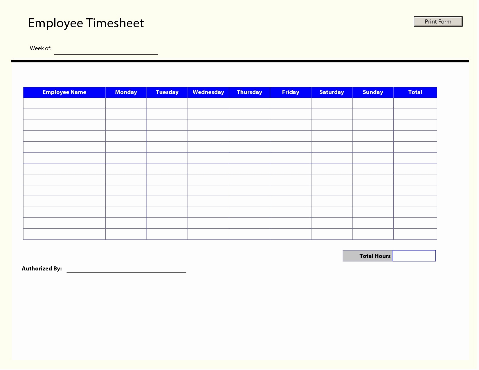 Free Printable Hourly Time Sheets Of Timesheet Template Free - Timesheet Template Free Printable