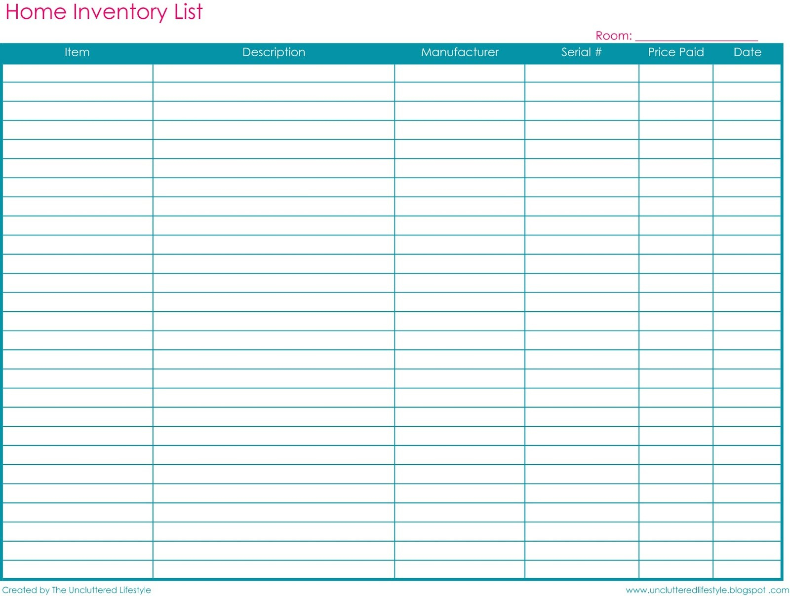 Free Printable Inventory Sheets | Free Printable