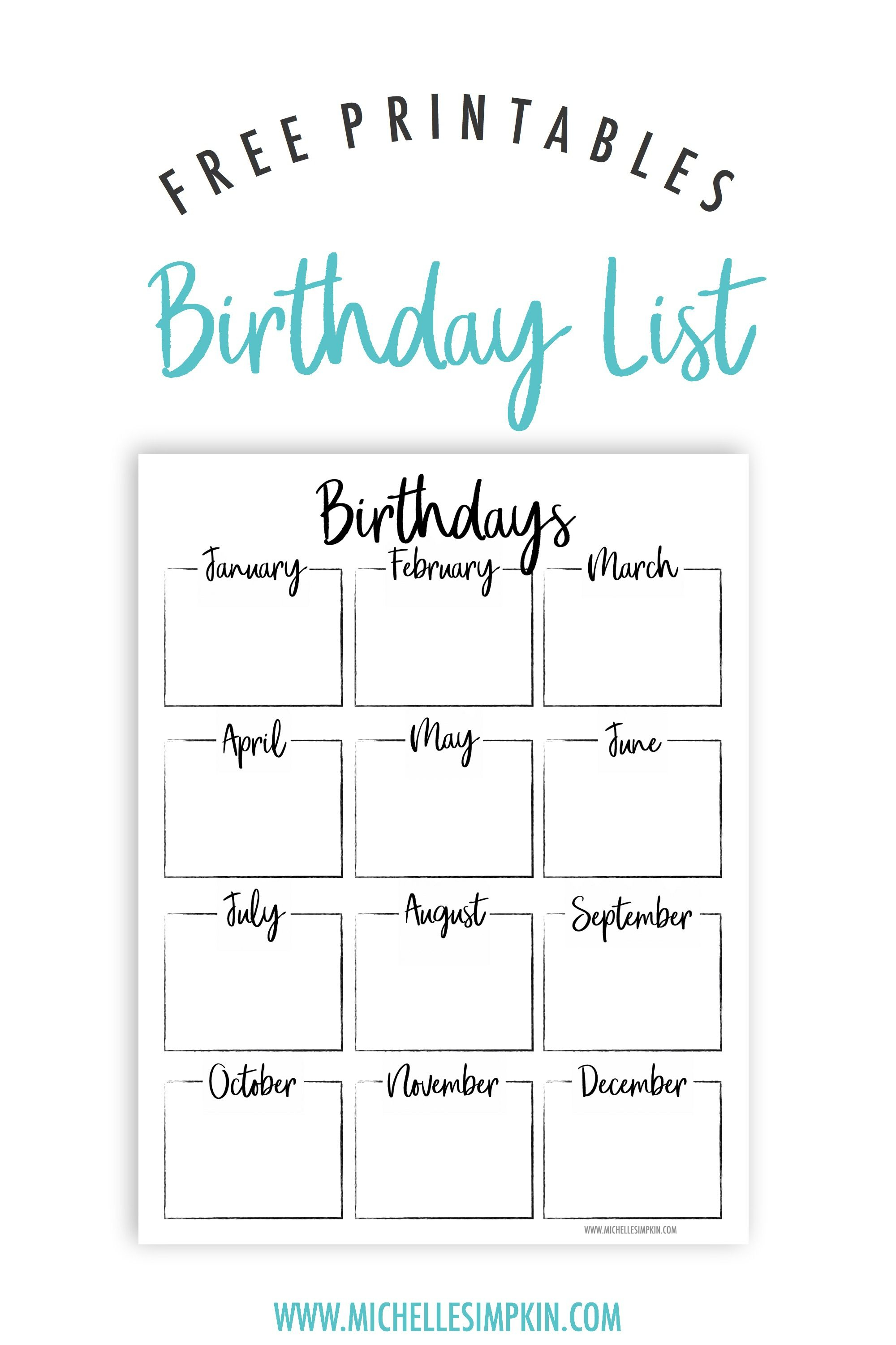 Free Printable! Keep Track Of All Your Friends And Family Birthdays - Free Printable Birthday Guest List