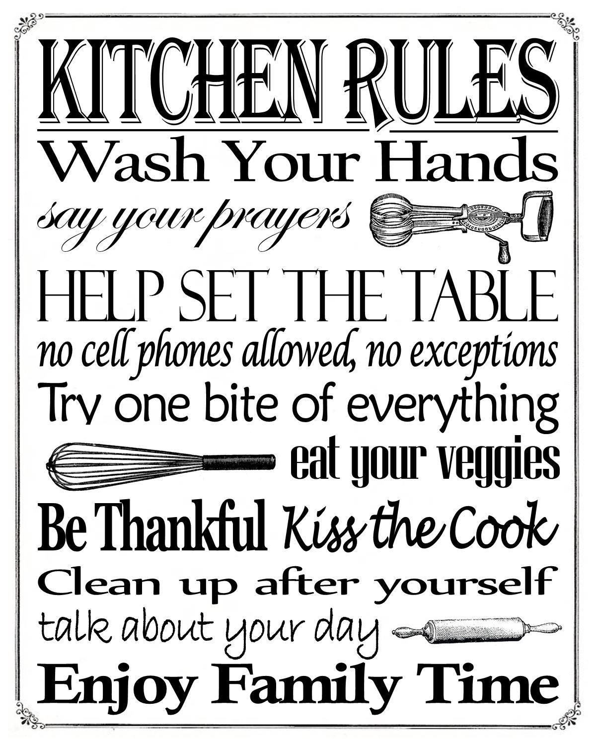 Free Printable &amp;quot;kitchen Rules&amp;quot; 8&amp;quot; X 10&amp;quot; Sign | Misc In 2019 - Free Printable Do Not Flush Signs