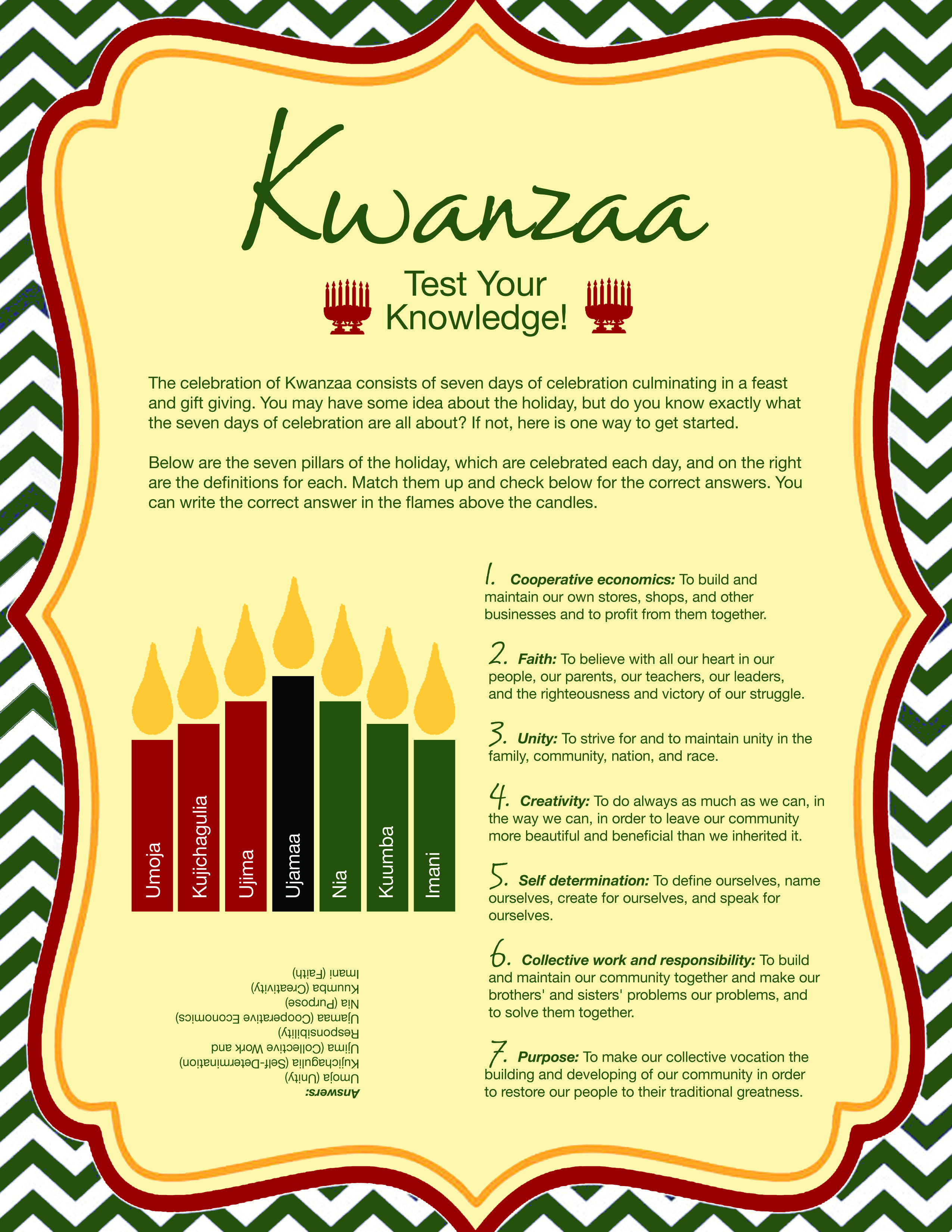 Free Printable Kwanzaa Quiz | Celebrate Kwanzaa!!! | Kwanzaa, Happy - Kwanzaa Trivia Free Printable