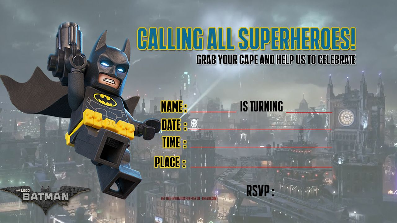 Free Printable Lego Batman The Movie Invitation | Free Printable - Lego Batman Party Invitations Free Printable